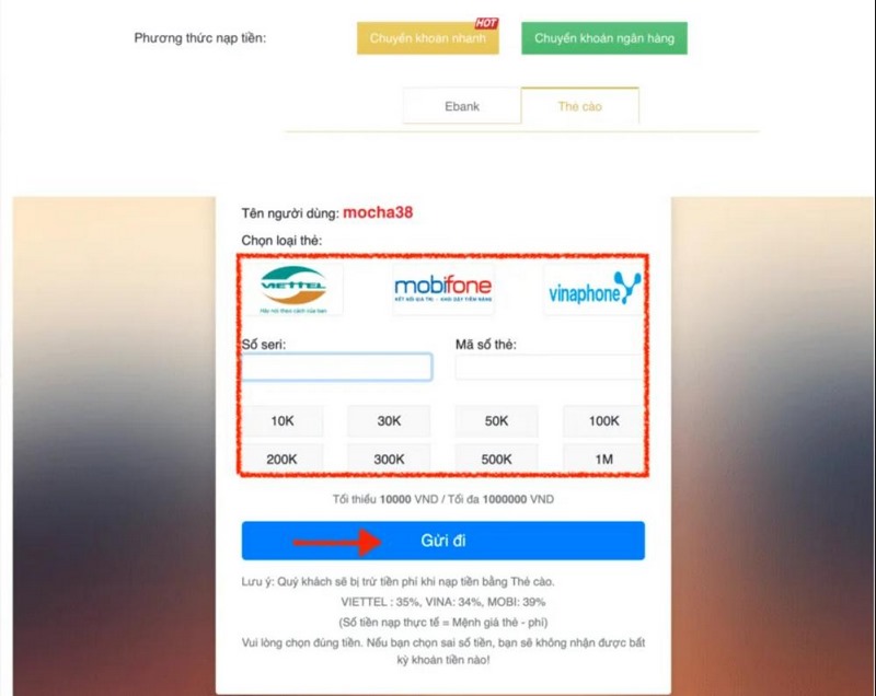 Các bước nạp tiền Lixi88 nhanh chóng và dễ thực hiện 2 Nạp Tiền Lixi88 Bằng Hình Thức Thẻ Cào Tiến Hành Nhanh Chóng